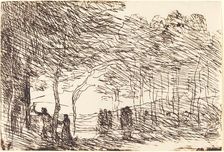 Orpheus Leading Eurydice (Orphee entrainant Eurydice), 1860. Creator: Jean-Baptiste-Camille Corot