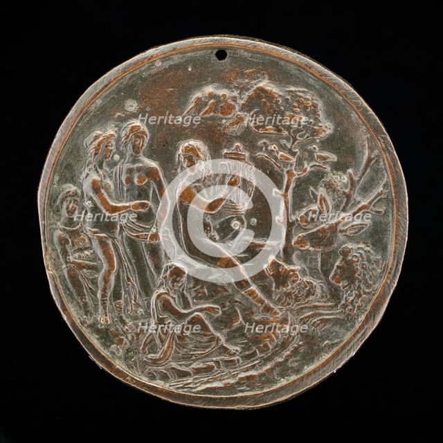 Orpheus Playing to the Animals, fourth quarter 15th century. Creator: Master of the Orpheus Legend.