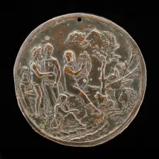 Orpheus Playing to the Animals, fourth quarter 15th century. Creator: Master of the Orpheus Legend