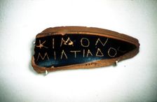 Ostrakon of Cimon, an Athenian statesman, Fragment of Greek Pottery, c5th century BC