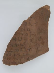 Ostrakon with the Fragments of Two Letter to Apa Cyriacus, Coptic, 600. Creator: Unknown