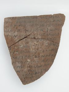 Ostrakon with a Letter from Pesenthius to Epiphanius, Coptic, 600. Creator: Unknown