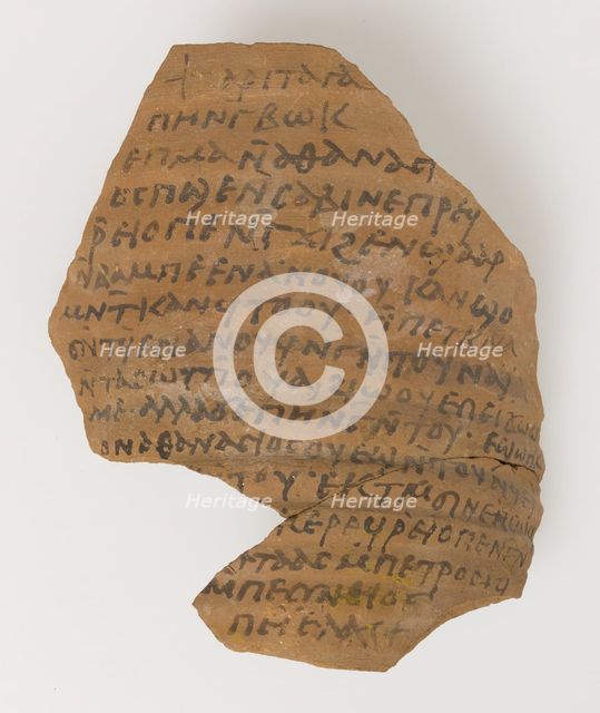 Ostrakon with a Letter from Pesynthius to Peter, Coptic, 580-640. Creator: Unknown.