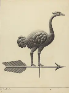 Ostrich Weather Vane, c. 1937. Creator: Herman Bader