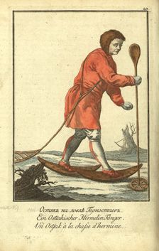 Ostyak on a stoat hunt, 1799. Artist: Georgi, Johann Gottlieb (1729-1802)