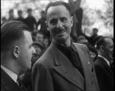Oswald Mosley with a Crowd, 1930s. Creator: British Pathe Ltd