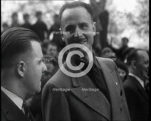 Oswald Mosley with a Crowd, 1930s. Creator: British Pathe Ltd.