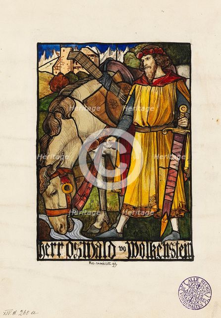 Oswald von Wolkenstein (Design for stained glass)  , 1899. Creator: Schiestl, Rudolf (1878-1931).