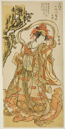 Osagawa Tsuneyo II as Itsukushima Tennyo in the Kabuki Play "Tokimekuya o-Edo no...Japan, c. 1780. Creator: Shunsho