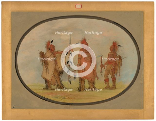 Osage Chief with Two Warriors, 1861/1869. Creator: George Catlin.