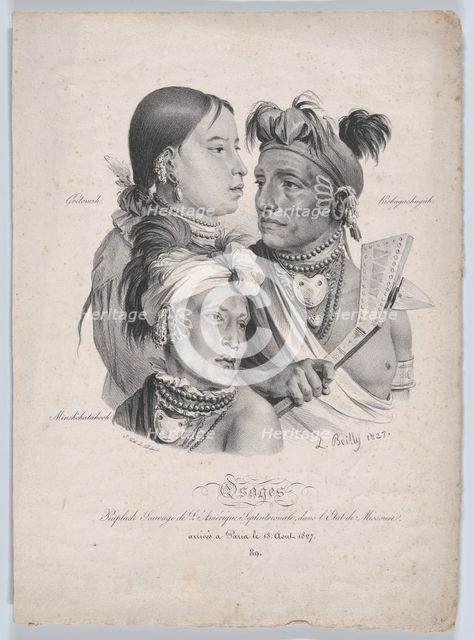 Osages: A Small Savage Tribe from North America, in the State of Missouri, 1827. Creator: Louis Leopold Boilly.