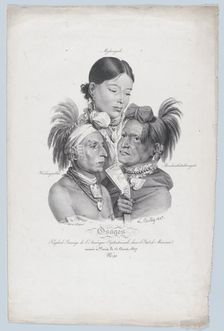 Osages: A Small Savage Tribe from North America, in the State of Missouri, 1827. Creator: Louis Leopold Boilly