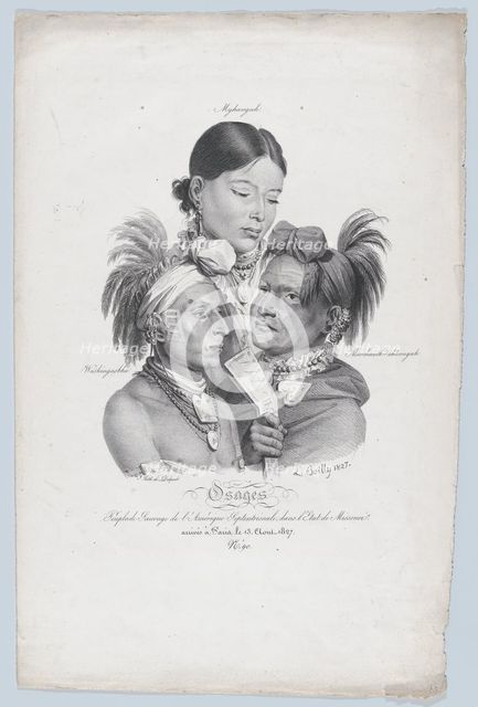 Osages: A Small Savage Tribe from North America, in the State of Missouri, 1827. Creator: Louis Leopold Boilly.