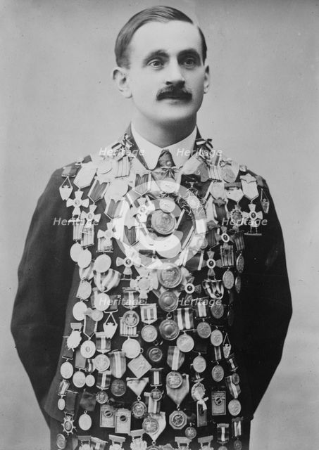 Oscar Mathisen with medals, between c1915 and c1920. Creator: Bain News Service.
