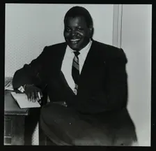 Oscar Peterson in the green room at Colston Hall, Bristol, 1955. Creator: Denis Williams