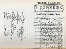 Oscar Wilde's last bill at Hotel D'Alsace, Paris, France, 1900. Creator: Unknown