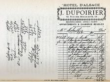 Oscar Wilde's last bill at Hotel D'Alsace, Paris, France, 1900. Creator: Unknown