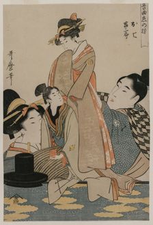 Oshichi and Kichisaburo (from the series Music on the Theme of Constancy in Love), c. 1800. Creator: Kitagawa Utamaro (Japanese, 1753?-1806)