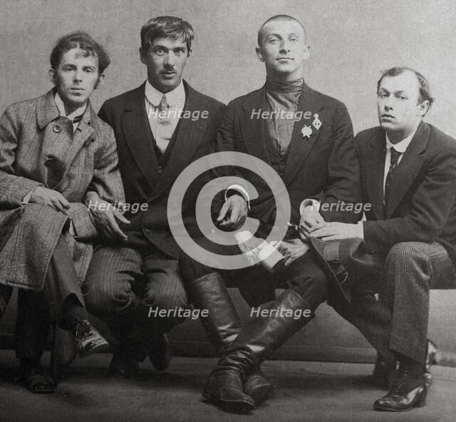 Osip Mandelstam, Korney Chukovsky, Benedikt Livshits and Yury Annenkov, 1914. Artist: Karl Karlovich Bulla