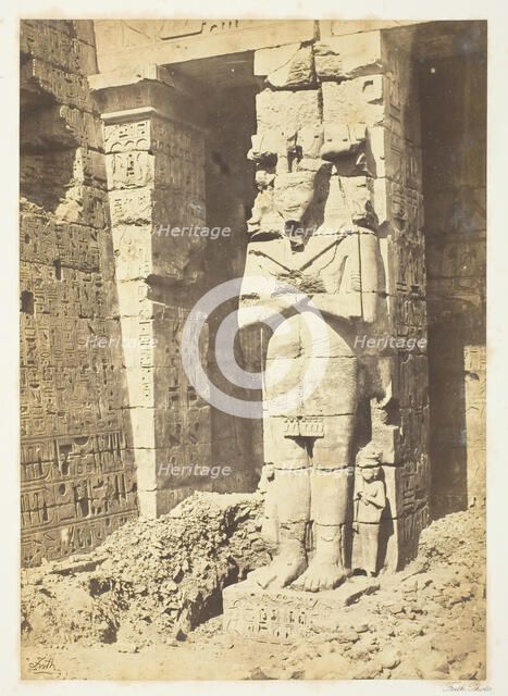 Osiride Pillars at Medinet-Haboo, c. 1857. Creator: Francis Frith.