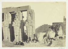 Osiride Pillars and Great Fallen Colossus, at the Memnonium, Thebes, 1857. Creator: Francis Frith