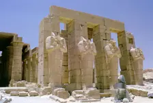 Osiride statues in front of the Ramesseum, Luxor (Thebes), Egypt. Creator: Tony Evans