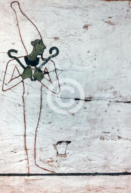 'Osiris the god of Deaths', (detail) sarcophagus of The Lady of Madja, 18th Dynasty. Artist: Unknown