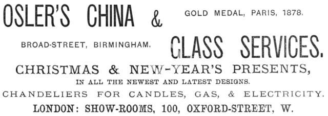Osler's China & Glass Services, 1883. Creator: Unknown.