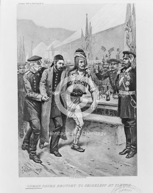 Osman Pasha brought to Skobelev at Plevna, c. 1895. Artist: Ferris, Jean Leon Gerome (1863-1930)