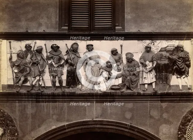 Ospedale del Ceppo, Pistoia: part of the sculpted relief of the works of mercy, c1860s. Creator: Fratelli Alinari.
