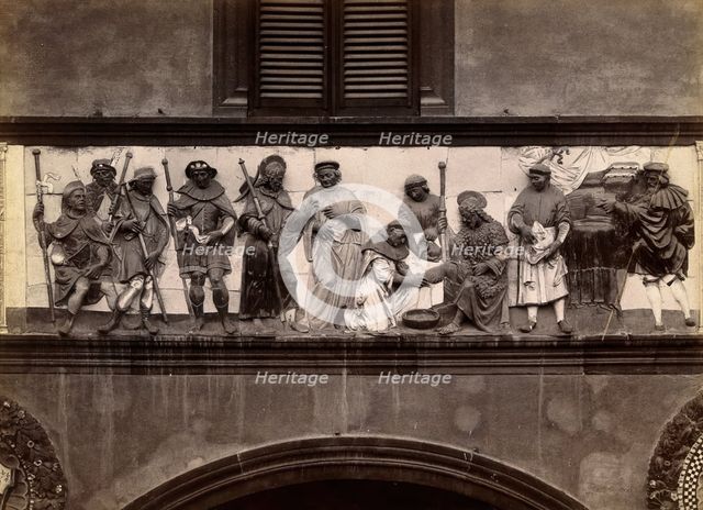 Ospedale del Ceppo, Pistoia: part of the sculpted relief of the works of mercy, c1860s. Creator: Fratelli Alinari.