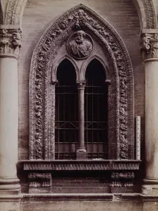 Ospedale Maggiore, Milan: a window carved with relief sculpture, c1860s. Creator: Fratelli Alinari