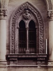 Ospedale Maggiore, Milan: a window carved with relief sculpture, c1860s. Creator: Fratelli Alinari
