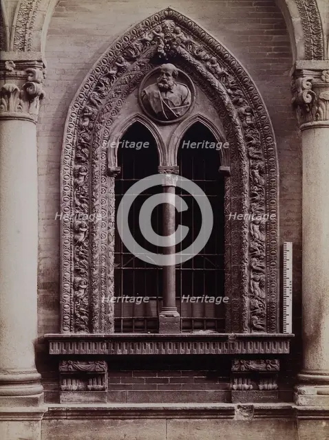 Ospedale Maggiore, Milan: a window carved with relief sculpture, c1860s. Creator: Fratelli Alinari.