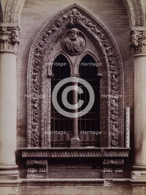 Ospedale Maggiore, Milan: a window carved with relief sculpture, c1860s. Creator: Fratelli Alinari.