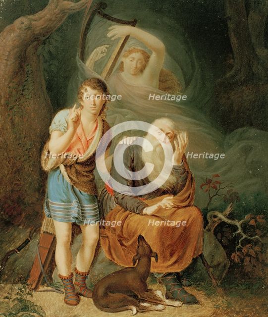 Ossia and the Son of Alphin Listening to the Spirit of Malvin, 19th century. Creator: Carl Ludwig Von Plötz.