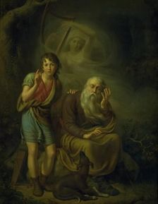 Ossian and Alpin's Son Hearing the Spirit of Malvina Touching the Harp, 1816. Creator: Christian Gottlieb Kratzenstein-Stub