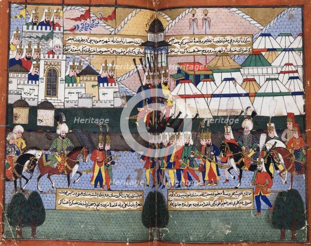 Ottoman army of Lala Mustafa Pasha parading before the walls of Tiflis, 1578. From the Nusretname by