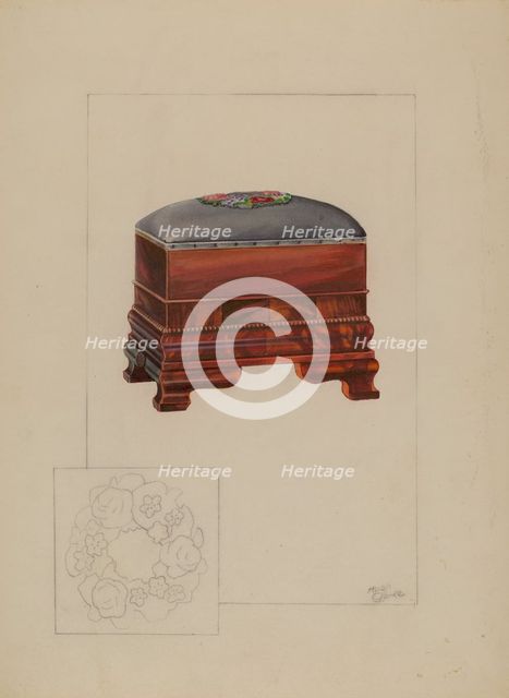 Ottoman, c. 1937. Creator: Hugh Clarke.