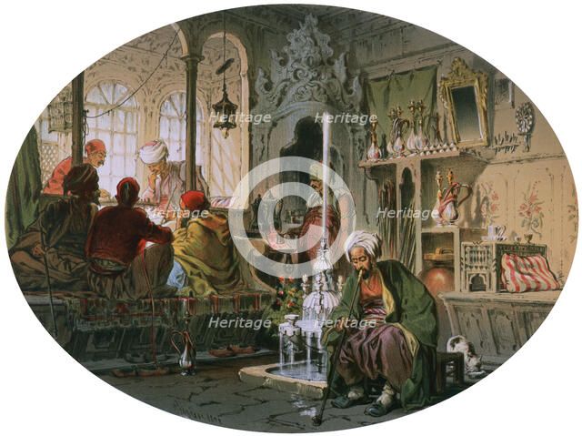 'Ottoman Coffee House', 1858. Artist: Amadeo Preziosi
