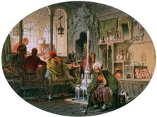 Ottoman Coffee House 1858. Artist: Amadeo Preziosi