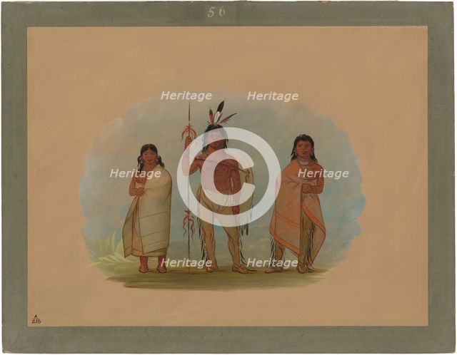 Ottowa Chief, His Wife, and a Warrior, 1861/1869. Creator: George Catlin.