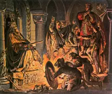 Otto III visits the tomb of Charlemagne, 1000 AD, (1936). Creator: Unknown