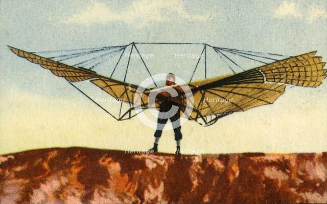 Otto Lilienthal's glider, 1890s, (1932). Creator: Unknown.