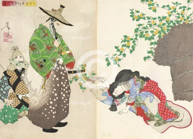 Ota Dokan Decides to Study Poetry, 1887. Creator: Tsukioka Yoshitoshi.