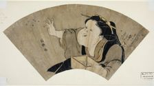 Otafuku Throwing Black Beans to Chase Away the Demons on New Year's Eve..., 1794/95. Creator: Tôshûsai Sharaku