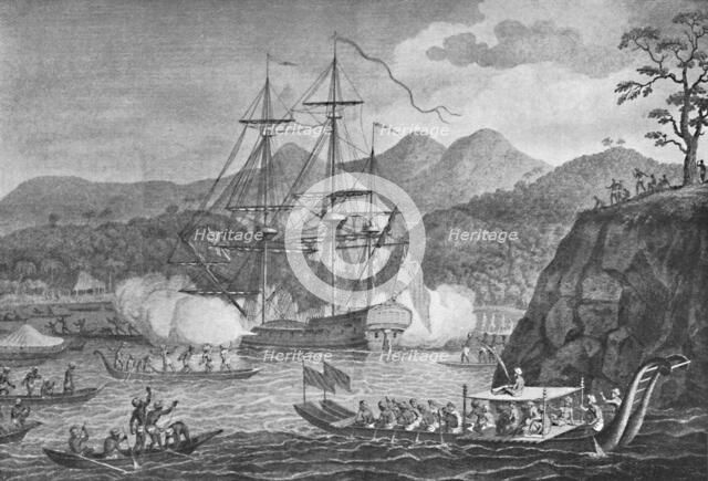 'Otaheite Surrendered to Captain Wallis', 1773, (1904). Artist: Unknown.