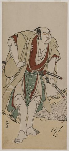 Otani Hiroji III as a Samurai Standing Beside a Stream, c. 1780. Creator: Katsukawa Shunko (Japanese, 1743-1812)
