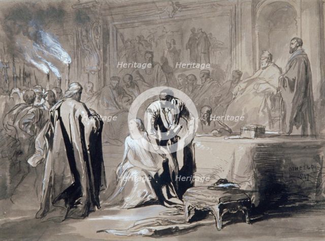 'Othello and Desdemona before the Senate', 1847.                  Artist: Sir John Gilbert