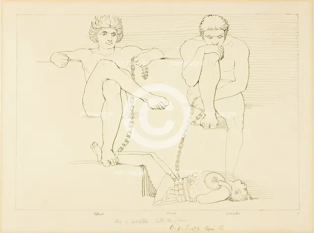 Othus and Ephialtes Holding Orestes Captive, n.d. Creator: John Flaxman.